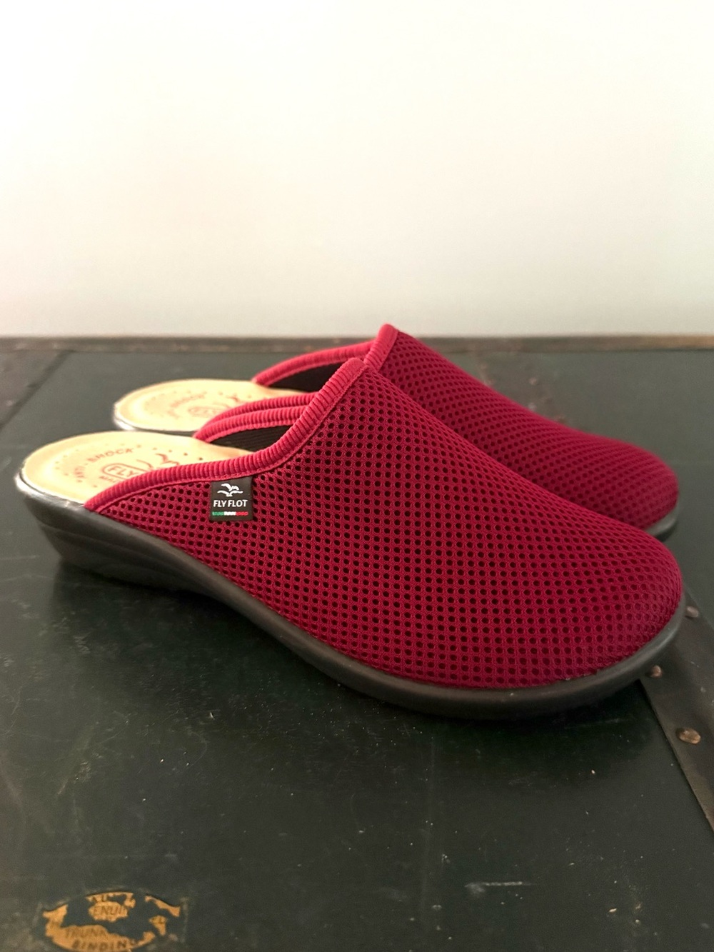 Fly Flot Mules Comfort Slip On Womens Size 9 RED NEW MADE IN ITALY EU 40